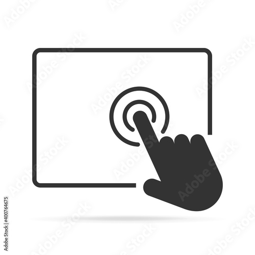 Touch screen tablet sign icon. Tablet screen with hand.