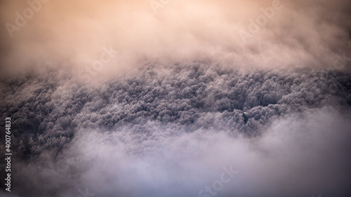 Fototapeta Naklejka Na Ścianę i Meble -  Mountain peaks over the clouds. An unigue vista. Bieszczady National Park. Carpathians. Poland.