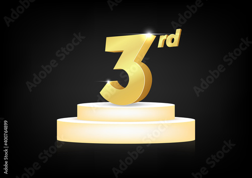 Golden 3 rd number on podium.