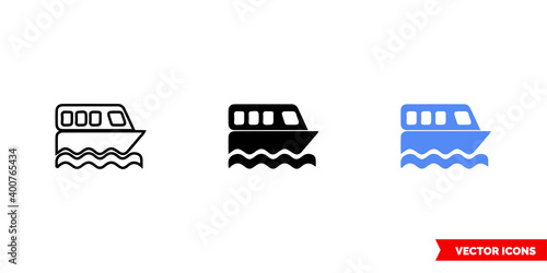 Map symbol boat tour icon of 3 types color, black and white, outline. Isolated vector sign symbol.