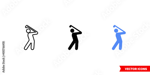Map symbol golfing icon of 3 types color, black and white, outline. Isolated vector sign symbol.