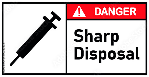 Sign Danger Sharp Disposal,Draw from Vector Illustration.