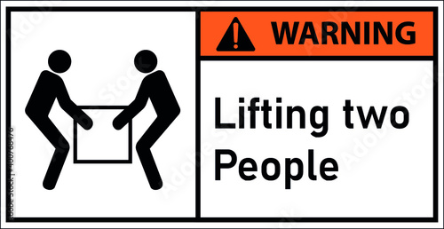 Warning sign lifting two people,Draw from Vector Illustration.