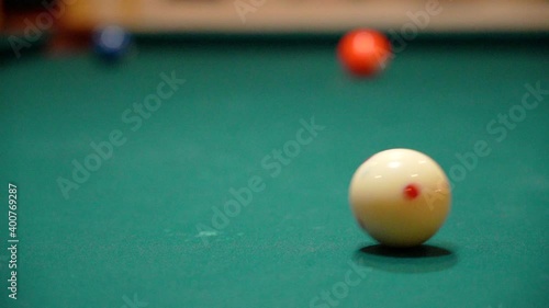 Wallpaper Mural Slow Motion Billiards White Cue Ball Rolls Across Pool Table with Green Felt Close Up from a Low Angle Torontodigital.ca