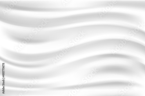Clean white cloth wave folds fabric texture background vector illusration