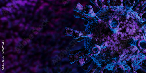 Coronavirus covid-19 under the microscope. 3D rendered illustration