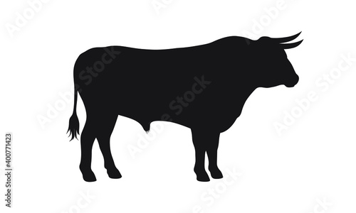 Bull graphic icon. Bullock black sign isolated on white background. Ox symbol. Vector illustration