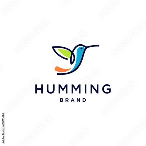 hummingbird colibri bird logo icon line abstract outline monoline vector illustration