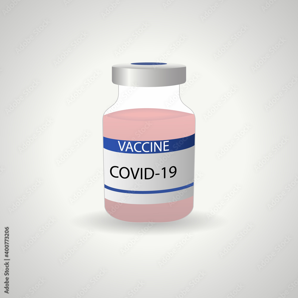 Obraz premium Vaccine against the coronavirus COVID-19.Flat icons of the vaccine bottle. Treatment of the COVID-19 coronavirus. Vector illustrations