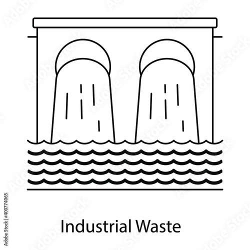 
Industrial waste flat outline icon, drainage 
