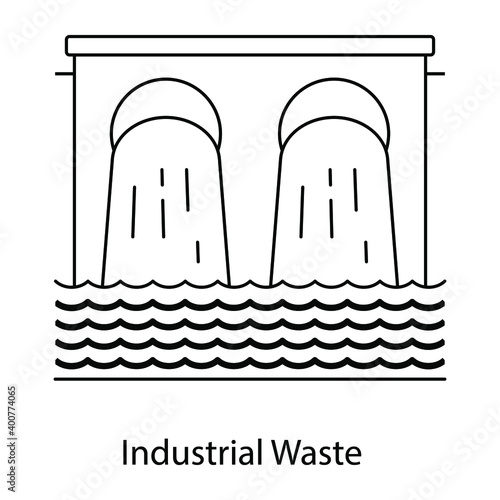  Industrial waste flat outline icon, drainage 