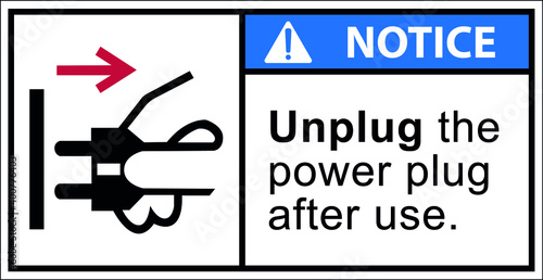 Notice disconnect mains plug from electrical outlet.