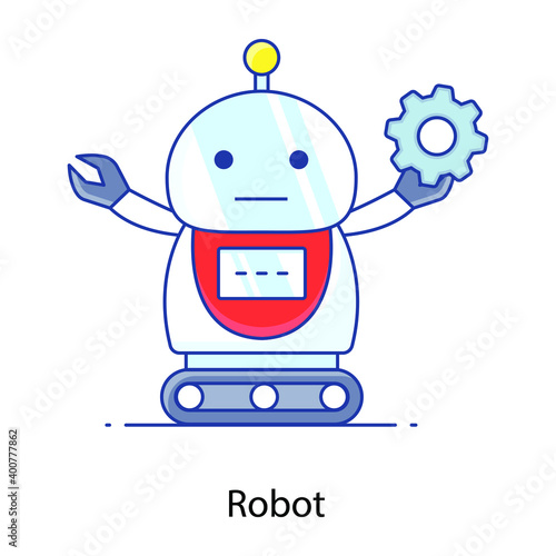 
Robot flat outline icon, bionic person
