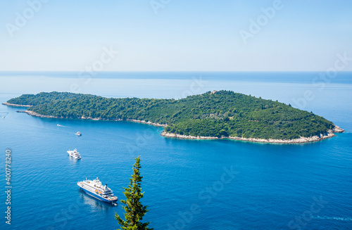 View of The Lokrum Island in the Adriatic Sea near Dubrovnik, Croatia