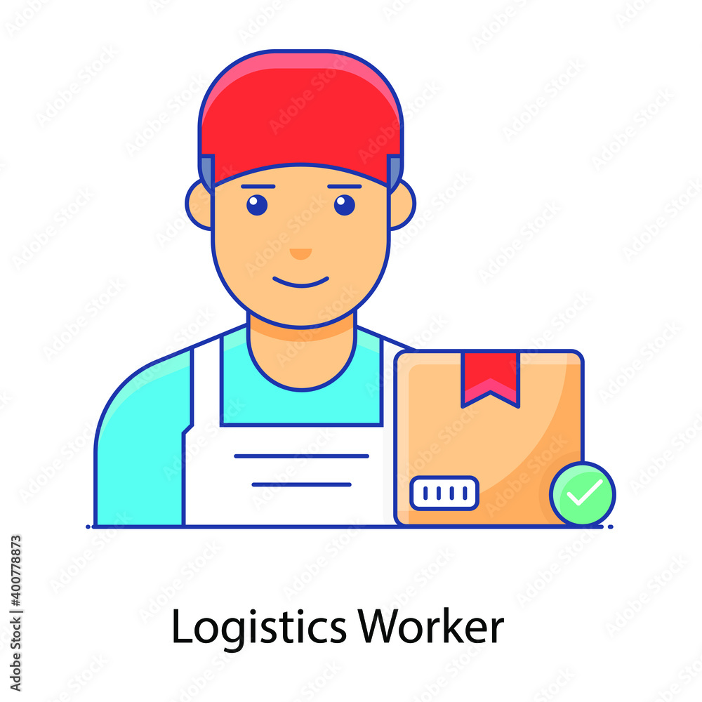 Delivery staff, flat outline icon of logistic worker
Delivery staff, flat outline icon of logistic worker