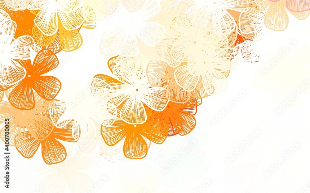 Light Orange vector doodle backdrop with flowers