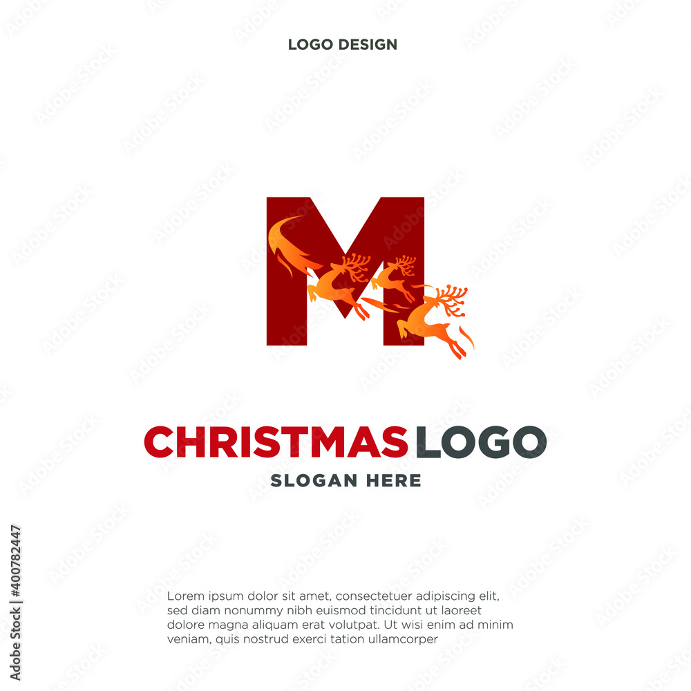 Letter M Logo christmas hand drawn for company Letter M Logo christmas hand drawn for company