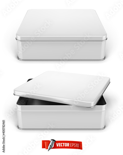 Boîtes en métal vectorielles sur fond blanc