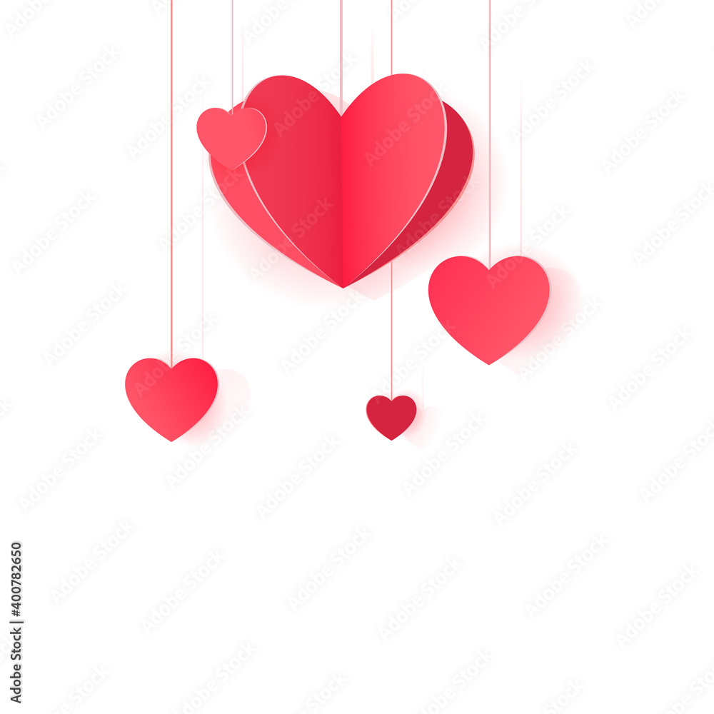 Hanging paper hearts clip art for design and decor.