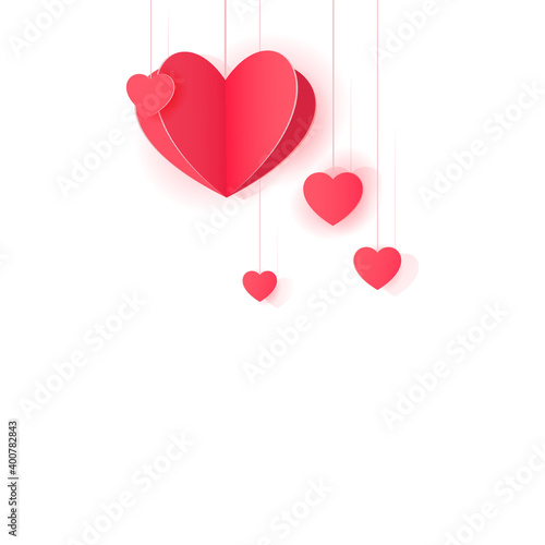 Hanging paper hearts clip art for design and decor.