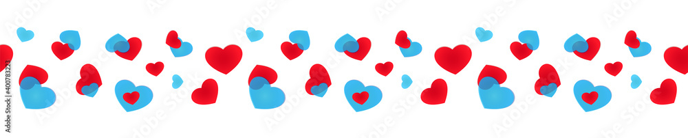 Seamless line of hearts for packaging, edging, framing and cornering. Seamless line of hearts for packaging, edging, framing and cornering.