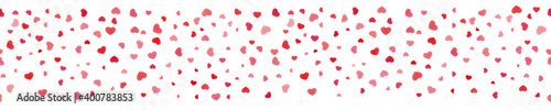 Seamless line with scattered hearts for package decoration, banner design, framing and edging.