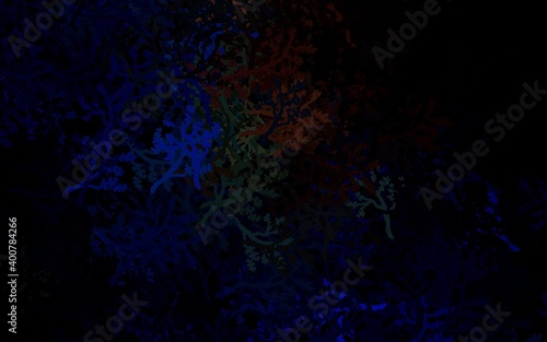 Dark Blue, Yellow vector abstract background with trees, branches.