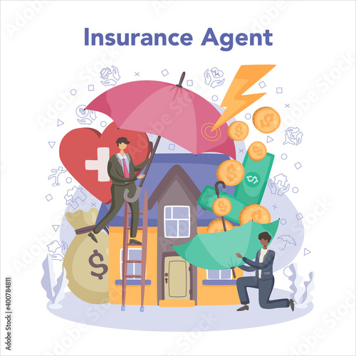 Insurance agent concept. Idea of security and protection of property