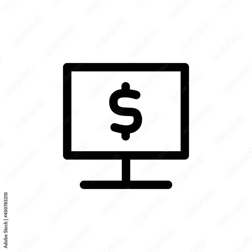 PC dollar icon. Making money through computer devices. Vector PC dollar icon. Making money through computer devices. Vector