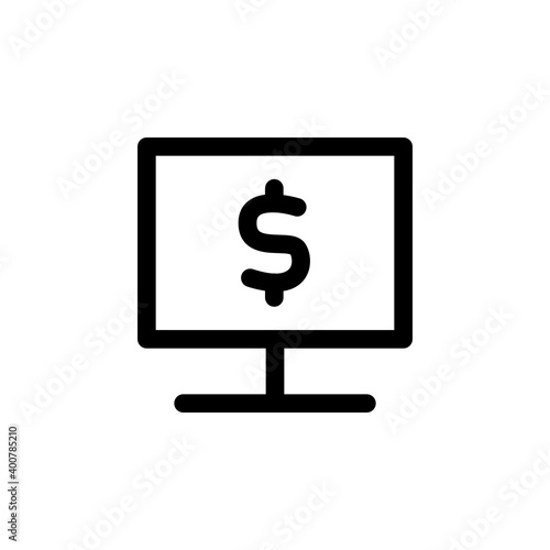 PC dollar icon. Making money through computer devices. Vector