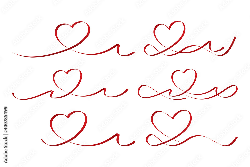 red ribbon heart on white background. valentines day concept. vector illustration red ribbon heart on white background. valentines day concept. vector illustration
