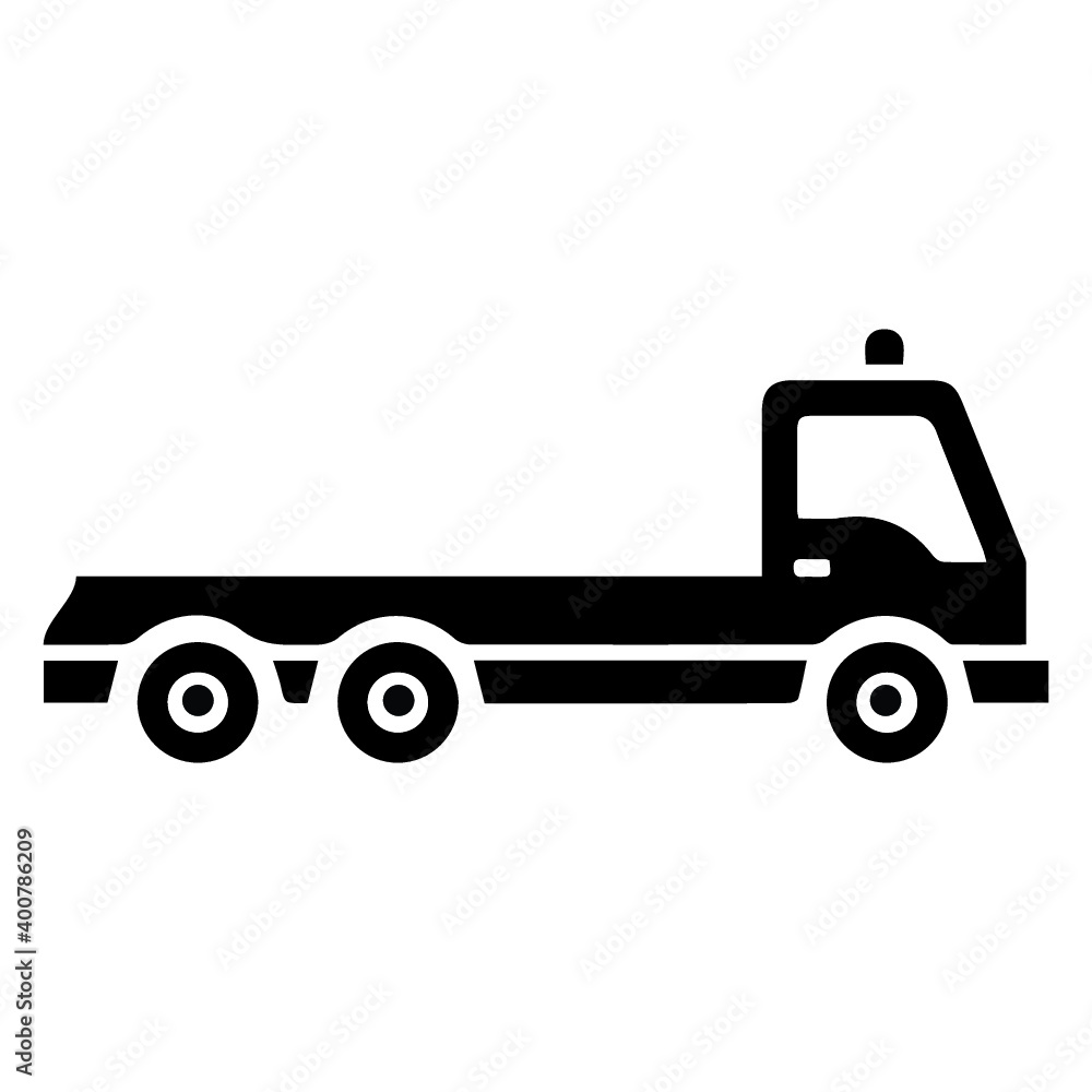 Naklejka premium Icon of tow truck with loaded car
