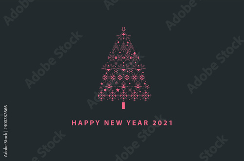 Happy new year 2021 card, vectorial illustration. Modern style.