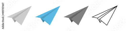 Vector paper airplane icons set. Origami paper airplane. Vector illustration isolated on white background