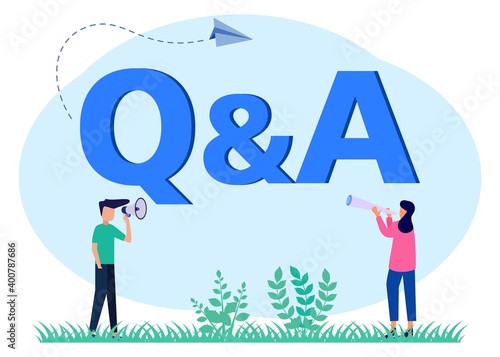 Illustration vector graphic cartoon character of QnA