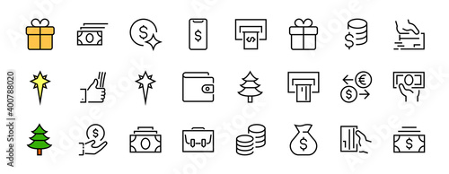 BUSINESS and FINANCE Thin Line Icon Set, contains icons such as Coins, Currency Exchange, Card Payment, Terminal and much more, Editable Line, Vector Illustration