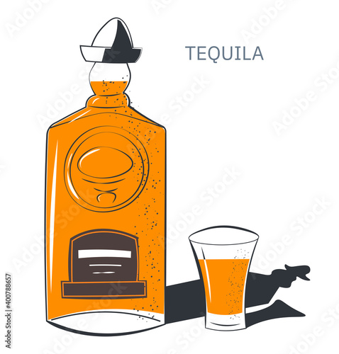 Tequila traditional mexican alcoholic drink vector