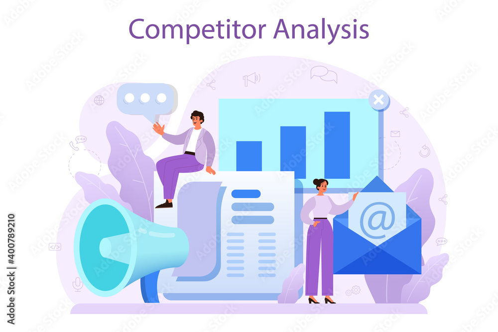Competitor analysis concept. Market research and business Competitor analysis concept. Market research and business