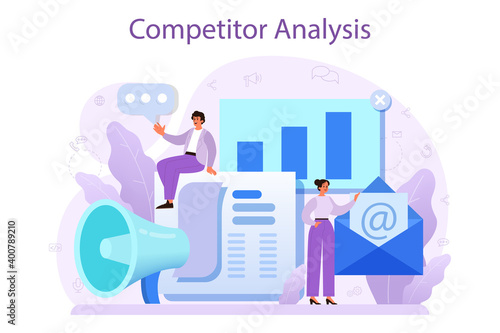 Competitor analysis concept. Market research and business