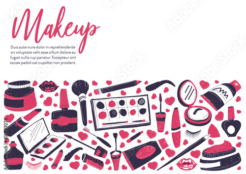 Makeup cosmetics and makeup in studio or shop