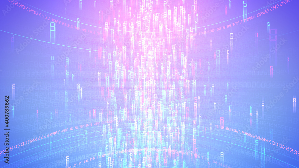 Fototapeta premium Cloud Server Big Data AI Stream Digital Network Technology 3D illustration.