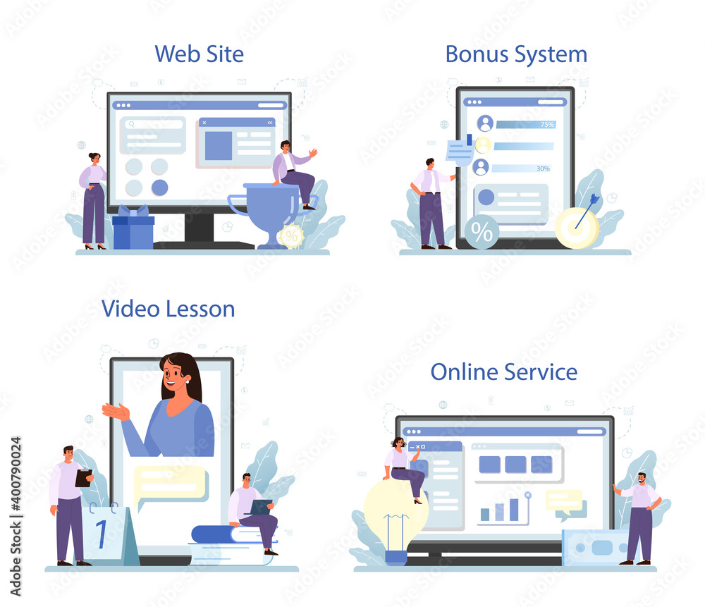 Employee loyalty online service or platform set. Staff management, Employee loyalty online service or platform set. Staff management,