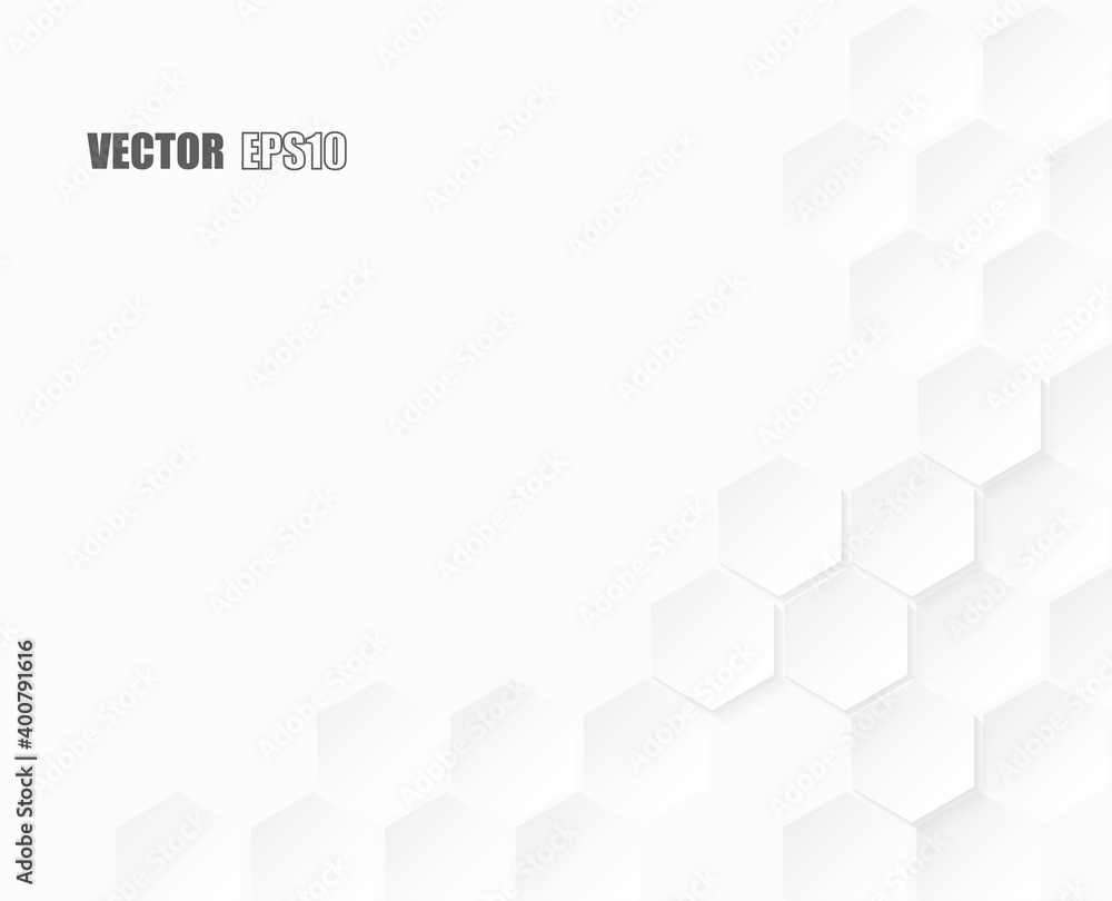 Abstract. Paper hexagon white background. light and shadow. Vector.