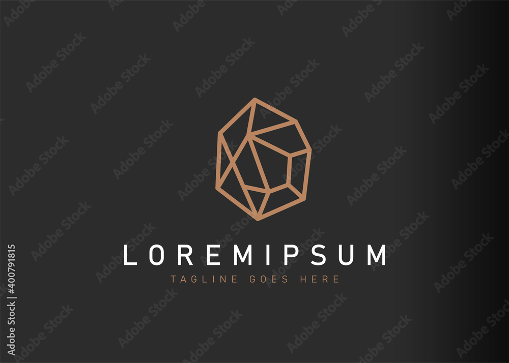Fototapeta premium Gem logo design. Icon vector illustration of geometric gemstone. Modern logo design with line art style.