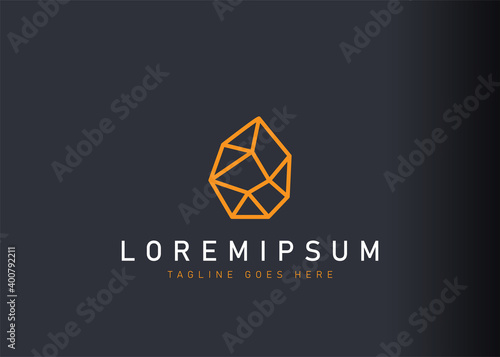 Minimalist crystal logo design. Icon vector illustration of geometric crystal. Modern logo design with line art style.