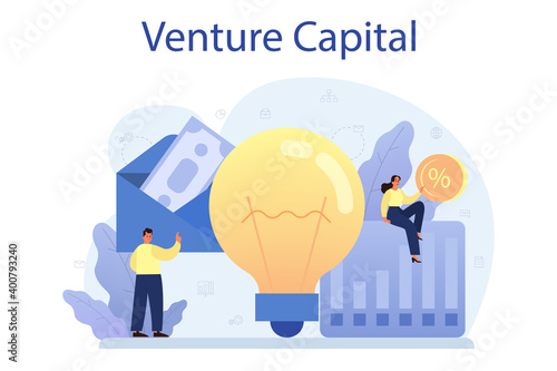 Venture capital concept. Investors financing startup companies