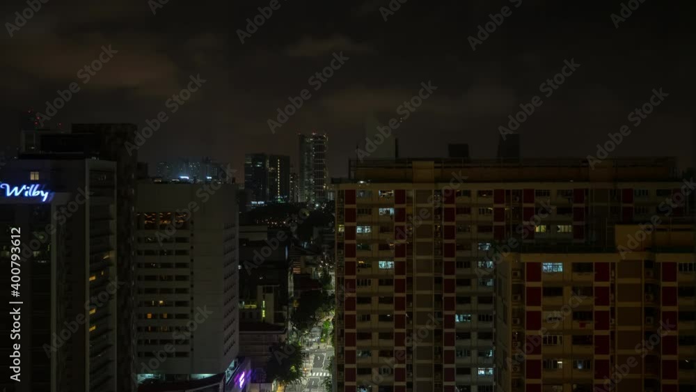 night time singapore city center traffic street rooftop timelapse panorama 4k night time singapore city center traffic street rooftop timelapse panorama 4k