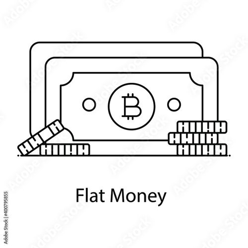 
Notes with stack, outline icon of fiat money

