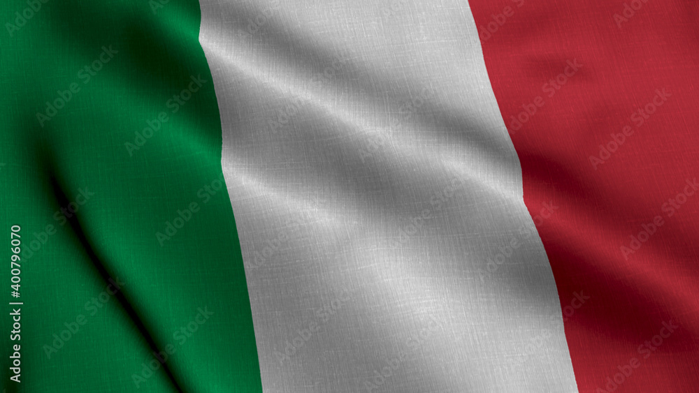 Italy Satin Flag. Waving Fabric Texture of the Flag of Italy, Real Texture Waving Flag of the Italy