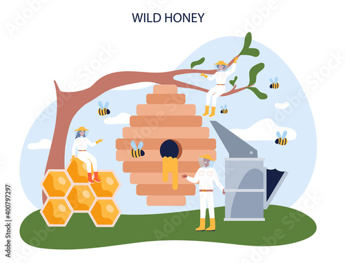 Hiver or beekeeper concept. Professional farmer with hive
